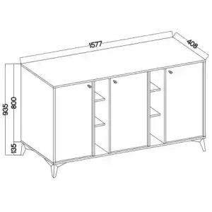 Trojdverová komoda Sakai 1 3F T823 Eukalyptus