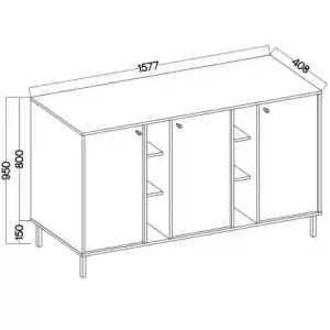Trojdverová komoda Sakai 2 3F T823 Eukalyptus
