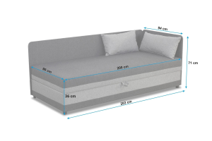 Jednolôžková posteľ s úložným priestorom Hirek Eko 90x200 Ružová/Sivá