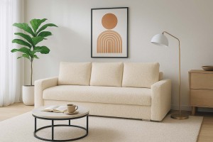 Rozkladacia pohovka s funkciou spania SILVER PRIMA boucle krémová