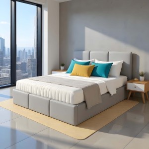 Čalúnená posteľ s úložným priestorom VELORA 160x200 ekokoža sivá