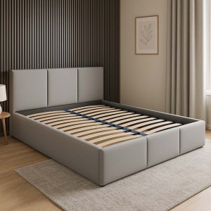 Čalúnená posteľ s úložným priestorom VELORA 140x200 ekokoža čierna