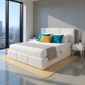 Čalúnená posteľ s úložným priestorom VELORA 180x200 ekokoža biela