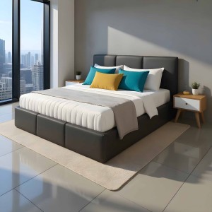 Čalúnená posteľ s úložným priestorom VELORA 180x200 ekokoža grafit