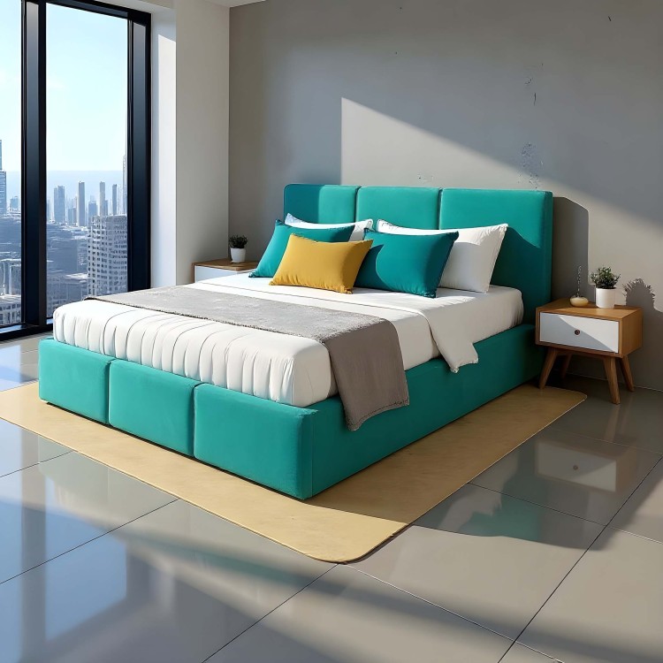 Čalúnená posteľ s úložným priestorom VELORA 180x200 tyrkysová