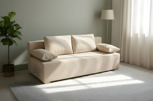 Rozkladacia pohovka Lunera Prima 2 manšestrová krémová