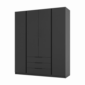 Šatníková skriňa do predsiene 4-dverová so zásuvkami a policami Dravero BL/BL 4F 3S