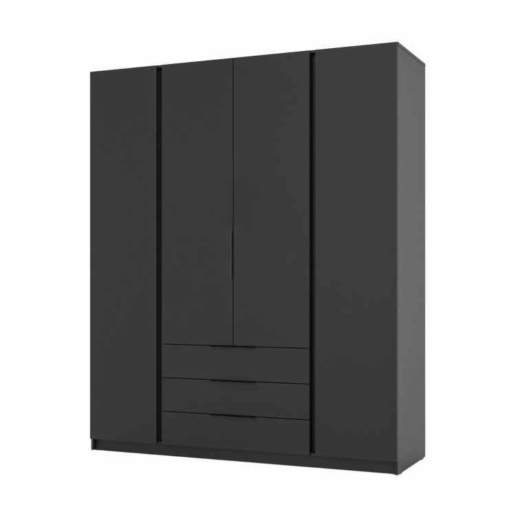 Šatníková skriňa do predsiene 4-dverová so zásuvkami a policami Dravero BL/BL 4F 3S