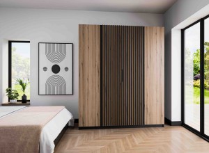 Šatníková skriňa do predsiene 4-dverová s lamelami a policami Dravero BL/EV-BL 2F 2LAM