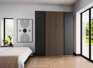 Šatníková skriňa do predsiene a spálne 4-dverová s lamelami Dravero EV/BL-EV 2F 2LAM