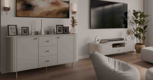 Komoda do obývačky s tromi zásuvkami Flana 823 2F3S Béžová