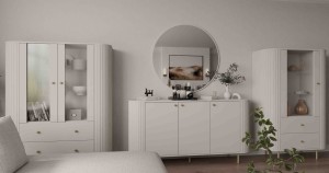 Vitrína do obývačky so presklenými dvierkami Flana 112 1F2S Béžová