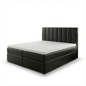 Kontinentálna posteľ 160x200 SONNO BELLO Čierna eko koža 2 úložné priestory
