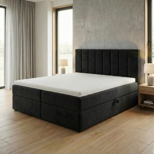 Kontinentálna posteľ 160x200 SONNO BELLO Čierna 2 úložné priestory
