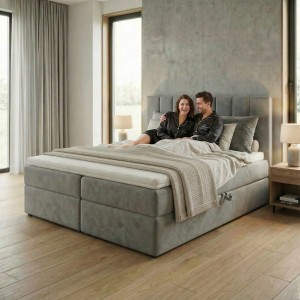 Kontinentálna posteľ 160x200 SONNO BELLO Púdrová ružová 2 úložné priestory