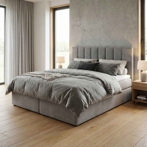 Kontinentálna posteľ 160x200 SONNO BELLO 2 úložné priestory 2 matrace bonell sivé