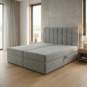 Kontinentálna posteľ 160x200 SONNO BELLO 2 úložné priestory 2 matrace bonell sivé