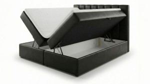 Kontinentálna posteľ 180x200 SONNO BELLO Čierna eko koža 2 úložné priestory