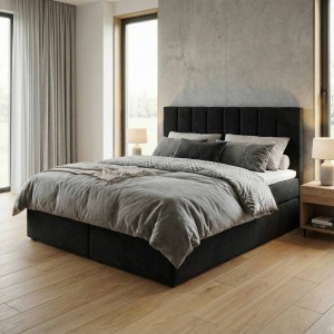 Kontinentálna posteľ 180x200 SONNO BELLO Čierna 2 úložné priestory