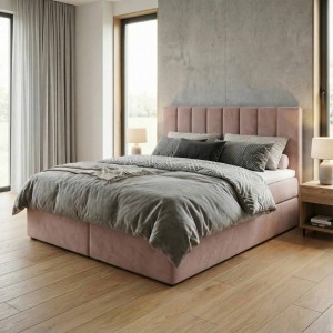 Kontinentálna posteľ 180x200 SONNO BELLO Púdrová ružová 2 úložné priestory