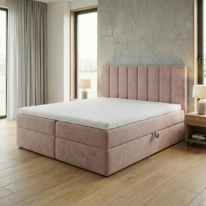 Kontinentálna posteľ 180x200 SONNO BELLO Púdrová ružová 2 úložné priestory