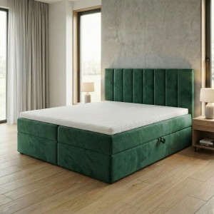 Kontinentálna posteľ 180x200 SONNO BELLO Fľaškovozelená 2 úložné priestory