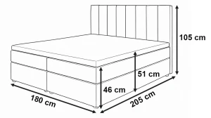 Kontinentálna posteľ 180x200 SONNO BELLO Sivá 2 úložné priestory