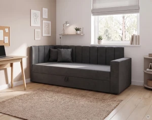 Jednolôžková váľanda s úložným priestorom a pružinami Sovaro PRO PLUS 90x200 grafitová