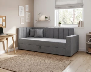 Jednolôžková váľanda s úložným priestorom a pružinami Sovaro PRO PLUS 90x200 sivá