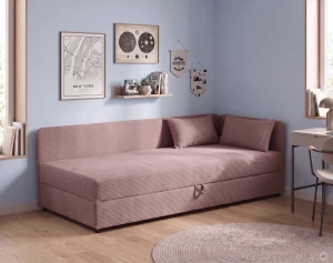 Váľanda jednolôžko s úložným priestorom Hirek Eko 80x180 ružový menčester