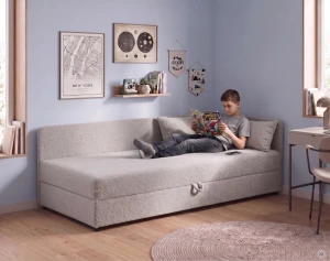 Váľanda jednolôžko s úložným priestorom Hirek Eko 80x200 Bouclé béžová