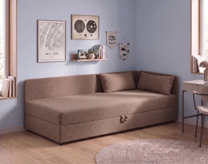 Váľanda jednolôžko s úložným priestorom Hirek Eko 80x200 Bouclé hnedá