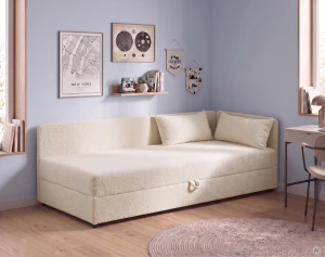 Váľanda jednolôžko s úložným priestorom Hirek Eko 80x200 Bouclé krémová