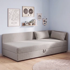 Váľanda jednolôžko s úložným priestorom Hirek Eko 90x200 Bouclé sivá