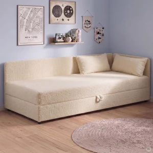 Váľanda jednolôžko s úložným priestorom Hirek Eko 90x200 Bouclé béžová