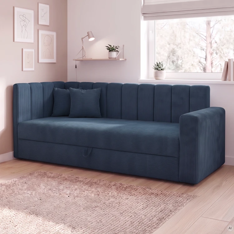 Posteľ pre mládež Sovaro PRO PLUS 80x200 Menčester Tmavomodrá
