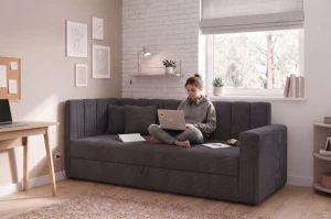 Posteľ pre mládež Sovaro PRO PLUS 90x200 Menčester Tmavomodrá