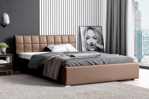 Čalúnená posteľ s matracom Kendi 140x200 Hnedý Kovový rám