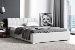Čalúnená posteľ Kendi 160x200 biela Kovový rám