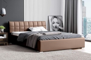 Čalúnená posteľ Kendi 160x200 Hnedý Kovový rám