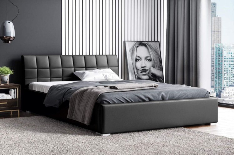 Čalúnená posteľ Kendi 160x200 Čierny Kovový rám