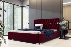Čalúnená posteľ s matracom Lena 140x200 Burgundy