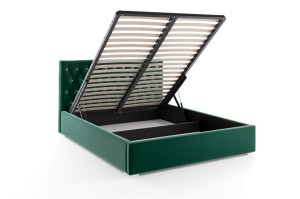 Čalúnená posteľ s matracom Lena 140x200 Modrý kovový rám