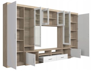 Nástenná skrinka so šatníkovou skriňou Paris WH01 Biela/Sonoma Oak