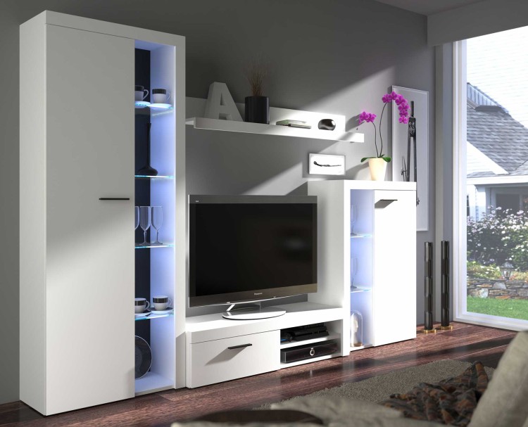 Regál s vitrínou Rumba WH01 Biela