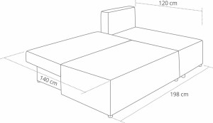 Rozkladacia pohovka Ecco ľavá Graphite