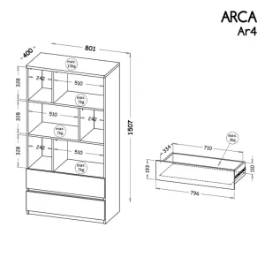 Knižnica 80 cm so zásuvkami Arca 04 Biela