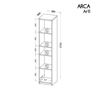 Otvorená knižnica 35 cm Arca 11 Dub Wotan