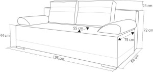 Rozkladacia pohovka Bonell pružiny Eufori Graphite/Šedá
