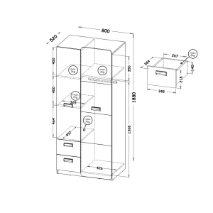 Skriňa 80 cm so zásuvkami Lorento 01 Biely/náš dub